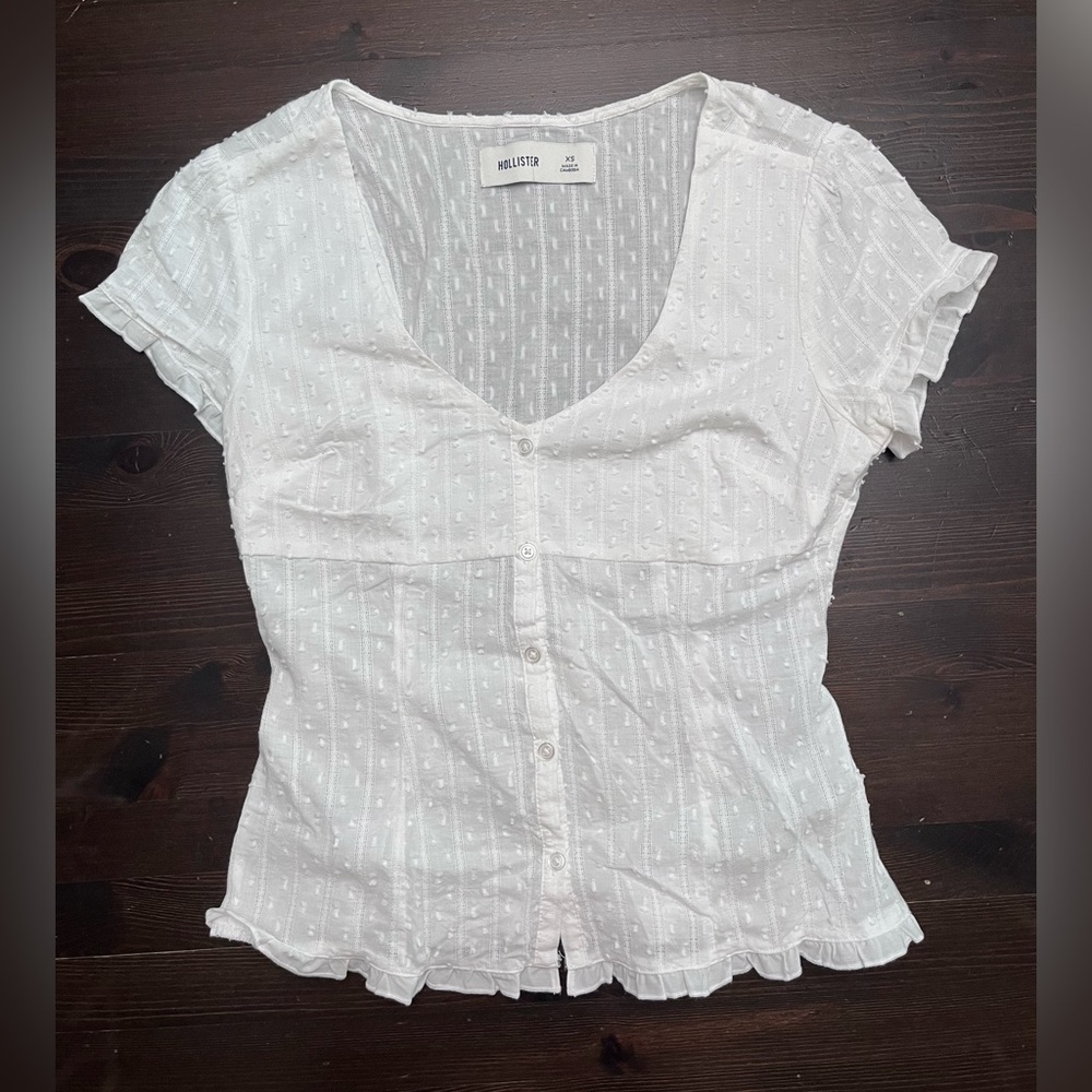 Hollister Stretch Poplin Textured Short-Sleeve Shirt